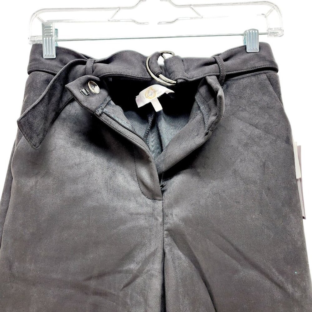 Women's NWT Faux Suede Shorts size S Solid Black Midi Extreme High Rise - Picture 9 of 9